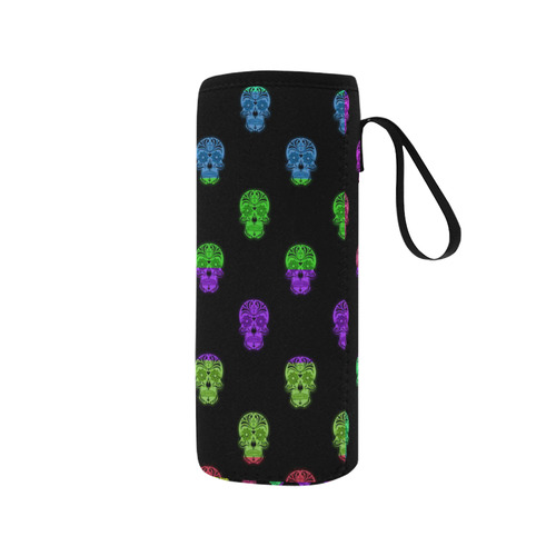 Color mix Skulls B by JamColors Neoprene Water Bottle Pouch/Medium