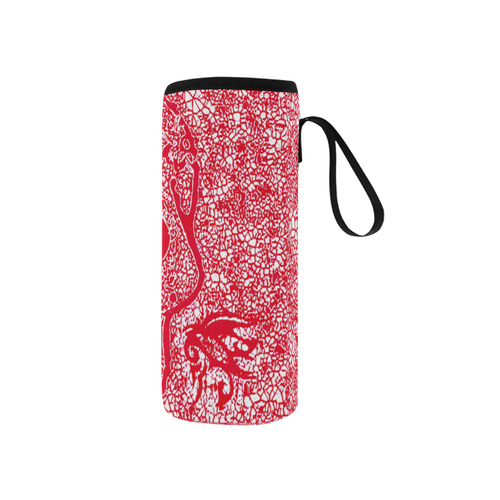 mosaic skull red by JamColors Neoprene Water Bottle Pouch/Small