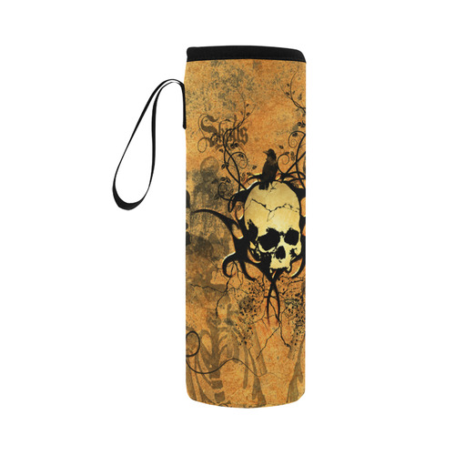 Awesome skull with tribal Neoprene Water Bottle Pouch/Large