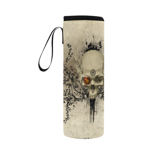 Amazing skull with wings,red eye Neoprene Water Bottle Pouch/Large