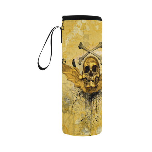 Awesome skull in golden colors Neoprene Water Bottle Pouch/Large