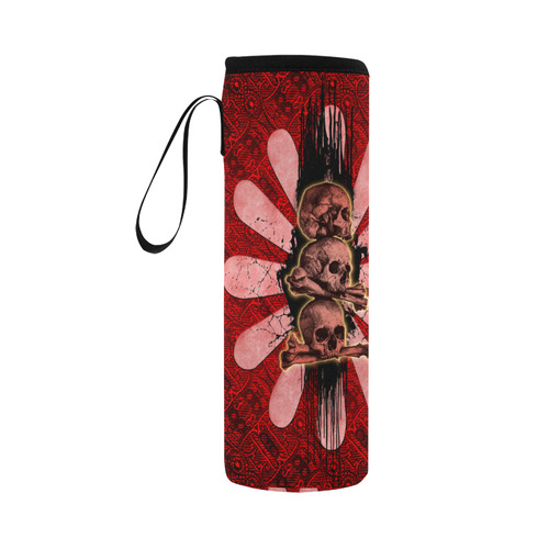 Skulls on a flower Neoprene Water Bottle Pouch/Large