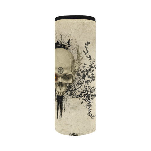 Amazing skull with wings,red eye Neoprene Water Bottle Pouch/Large