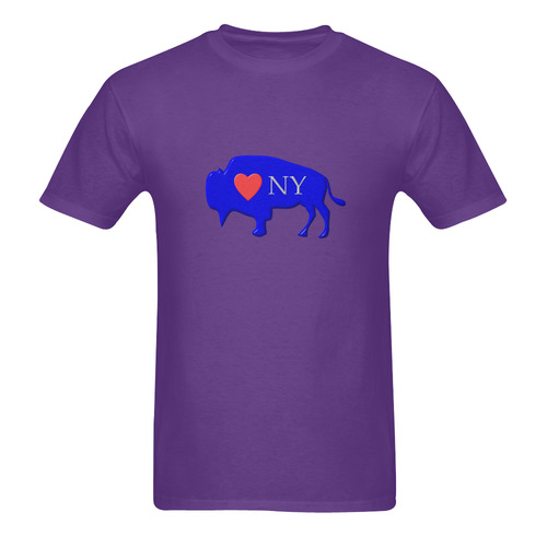 I Love Buffalo NY in Red White and Blue on Passionate Purple Men's T-Shirt in USA Size (Two Sides Printing)