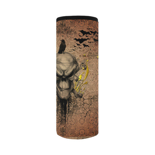 The scary skull with crow Neoprene Water Bottle Pouch/Large