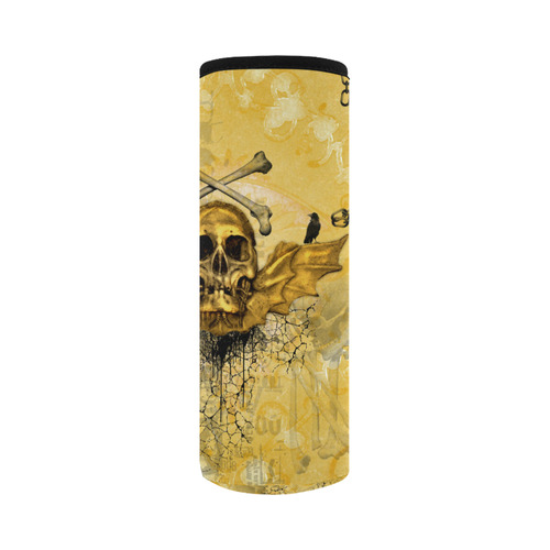 Awesome skull in golden colors Neoprene Water Bottle Pouch/Large