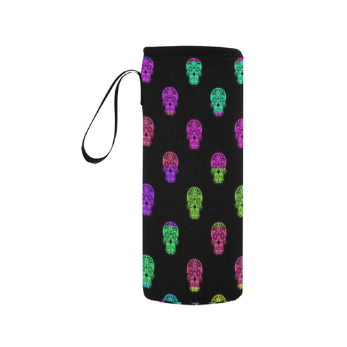 Color mix Skulls B by JamColors Neoprene Water Bottle Pouch/Medium