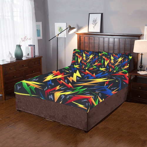 Colorful Lightning Bolts 3-Piece Bedding Set