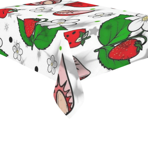 Strawberry Popart by Nico Bielow Cotton Linen Tablecloth 60"x 84"