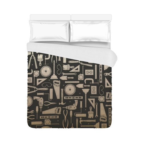 Black & Gold Workshop Tools Duvet Cover 86"x70" ( All-over-print)