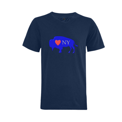 I Love Buffalo NY in Red White and Blue on Naughty Navy Men's V-Neck T-shirt  Big Size(USA Size) (Model T10)
