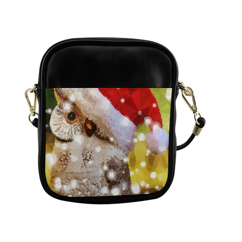 Christmas Owl Santa Hat Snow Geometric Sling Bag (Model 1627)