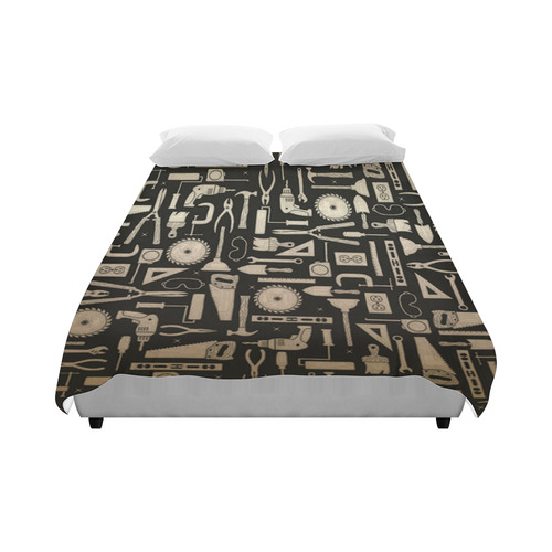 Black & Gold Workshop Tools Duvet Cover 86"x70" ( All-over-print)