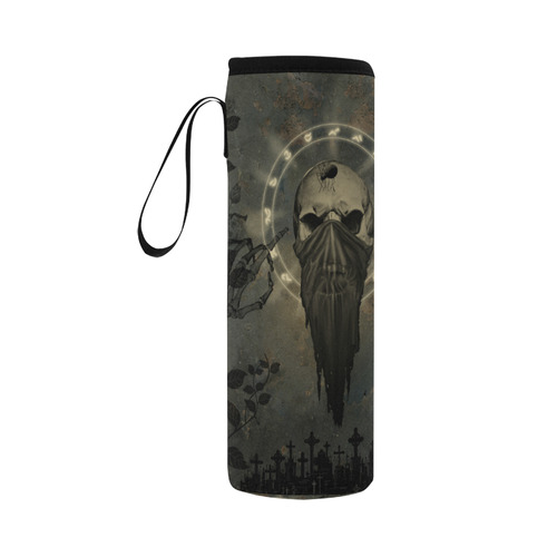 The creepy skull with spider Neoprene Water Bottle Pouch/Large