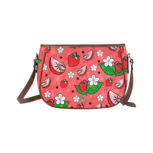 Strawberry Popart by Nico Bielow Saddle Bag/Large (Model 1649)