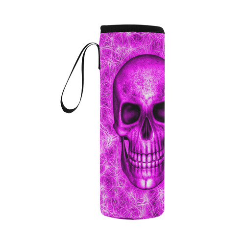 Smiling Skull on Fibers D by JamColors Neoprene Water Bottle Pouch/Large