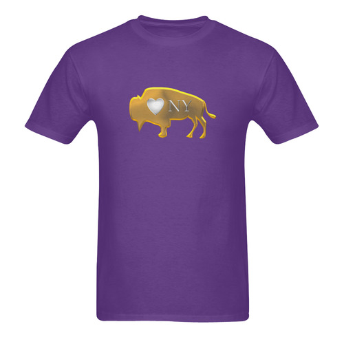 I Love Buffalo NY in Silver and Gold on Purple Passion Men's T-Shirt in USA Size (Two Sides Printing)