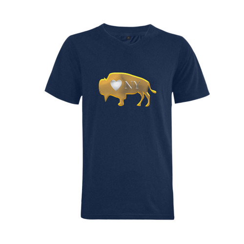 I Love Buffalo NY in Silver and Gold on Naughty Navy Men's V-Neck T-shirt  Big Size(USA Size) (Model T10)