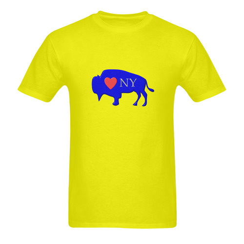 I Love Buffalo NY in Red White and Blue on Yummy Yellow Men's T-Shirt in USA Size (Two Sides Printing)