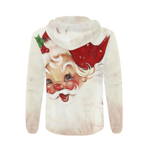 A cute vintage Santa Claus with a mistletoe All Over Print Full Zip Hoodie for Men (Model H14)