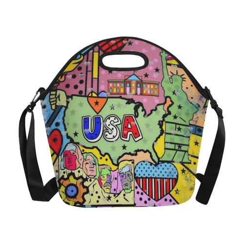 USA popart by Nico Bielow Neoprene Lunch Bag/Large (Model 1669)