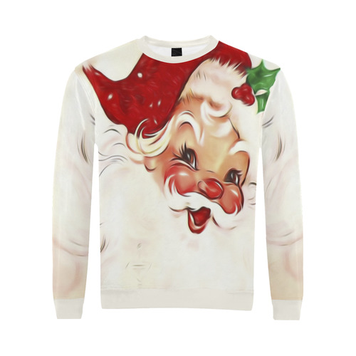 A cute vintage Santa Claus with a mistletoe All Over Print Crewneck Sweatshirt for Men (Model H18)