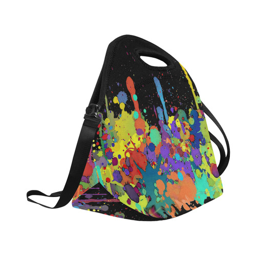 Crazy Multicolored Running Splashes II Neoprene Lunch Bag/Large (Model 1669)