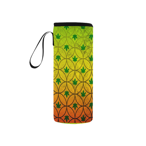 Marijuana Diamond Rastafari Pattern Neoprene Water Bottle Pouch/Small