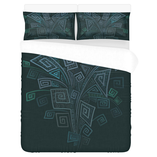 3D Psychedelic Abstract Square Spirals Explosion 3-Piece Bedding Set