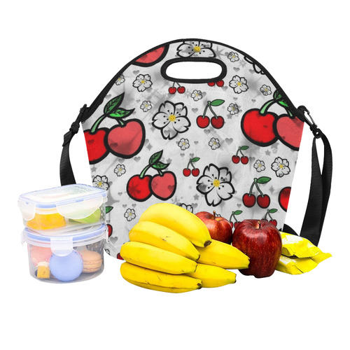 Cherry popart by Nico Bielow Neoprene Lunch Bag/Large (Model 1669)