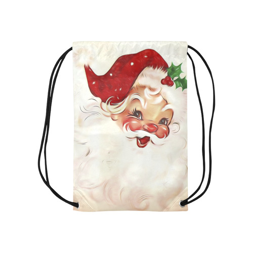 A cute vintage Santa Claus with a mistletoe Small Drawstring Bag Model 1604 (Twin Sides) 11"(W) * 17.7"(H)