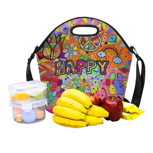 A Happy popart by Nico Bielow Neoprene Lunch Bag/Large (Model 1669)