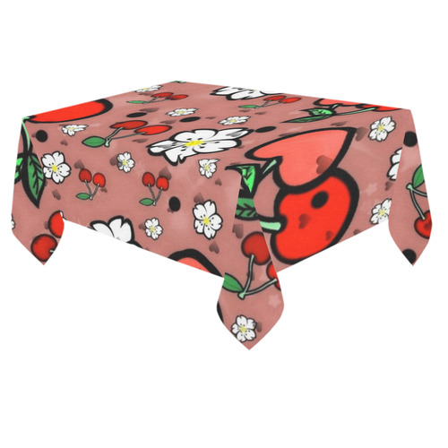 Cherry Popart by Nico Bielow Cotton Linen Tablecloth 60"x 84"