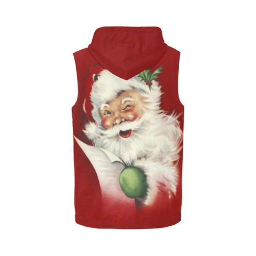 A beautiful vintage santa claus All Over Print Sleeveless Zip Up Hoodie for Men (Model H16)