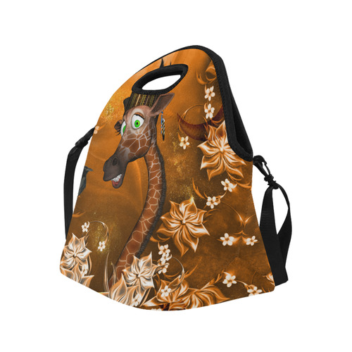 Funny giraffe with feathers Neoprene Lunch Bag/Large (Model 1669)