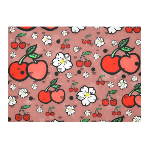 Cherry Popart by Nico Bielow Cotton Linen Tablecloth 60"x 84"