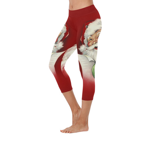 A beautiful vintage santa claus Women's Low Rise Capri Leggings (Invisible Stitch) (Model L08)