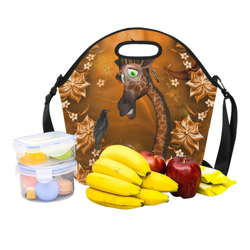 Funny giraffe with feathers Neoprene Lunch Bag/Large (Model 1669)