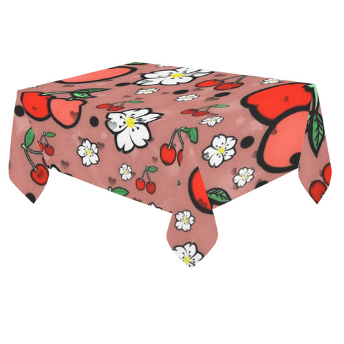 Cherry Popart by Nico Bielow Cotton Linen Tablecloth 60"x 84"