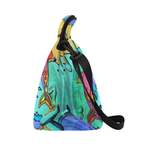 Dolphin popart by Nico Bielow Neoprene Lunch Bag/Large (Model 1669)