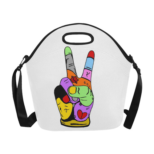 Peace popart by Nico Bielow Neoprene Lunch Bag/Large (Model 1669)