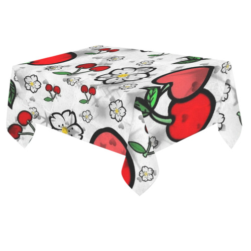 Cherry Popart by Nico Bielow Cotton Linen Tablecloth 60"x 84"