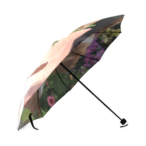 Flower Garden Dog Geometric Floral Foldable Umbrella (Model U01)