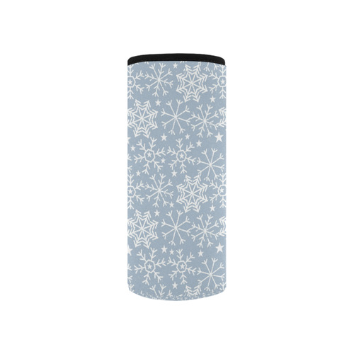 Snowflakes Stars pattern White Blue Neoprene Water Bottle Pouch/Small