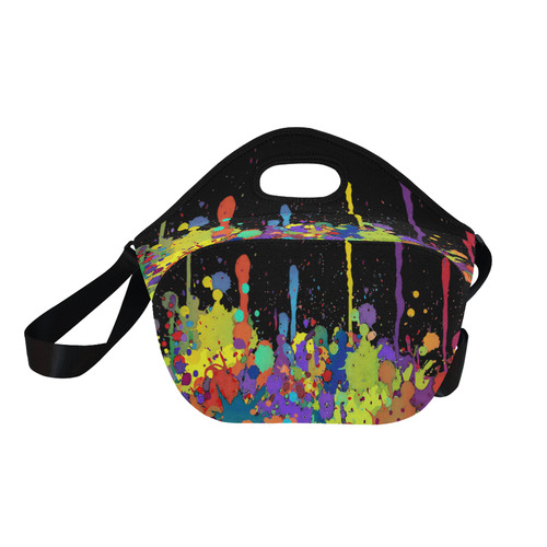 Crazy Multicolored Running Splashes II Neoprene Lunch Bag/Large (Model 1669)