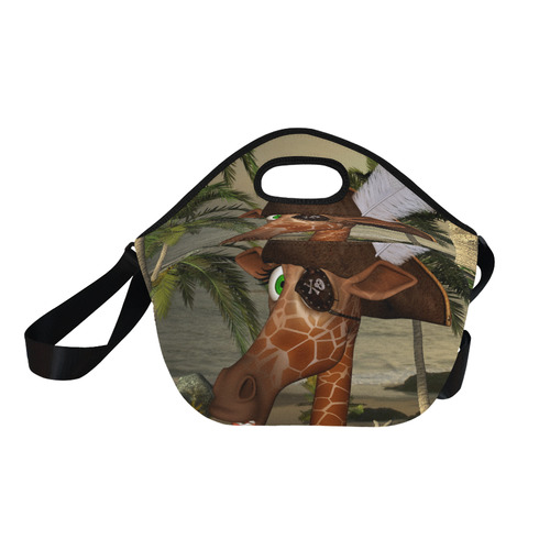 Funny giraffe as a pirate Neoprene Lunch Bag/Large (Model 1669)