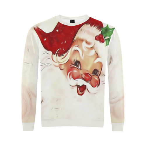 A cute vintage Santa Claus with a mistletoe All Over Print Crewneck Sweatshirt for Men/Large (Model H18)