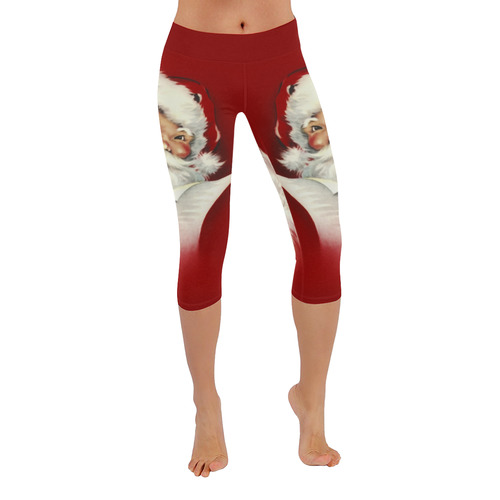 A beautiful vintage santa claus Women's Low Rise Capri Leggings (Invisible Stitch) (Model L08)