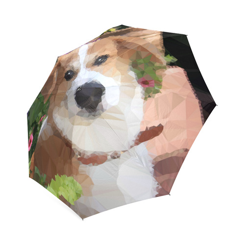 Flower Garden Dog Geometric Floral Foldable Umbrella (Model U01)