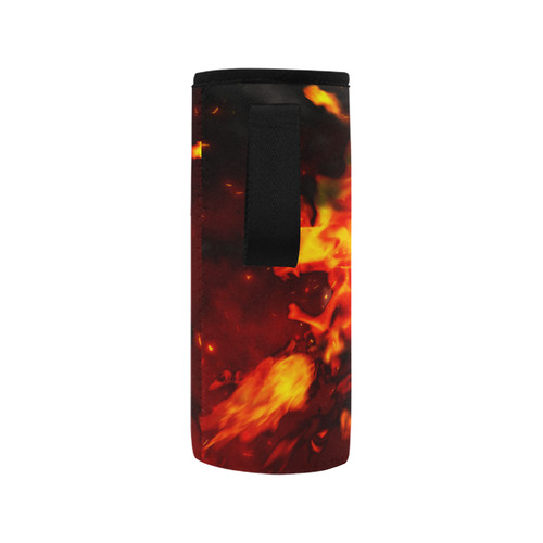 Amazing skull with fire Neoprene Water Bottle Pouch/Medium